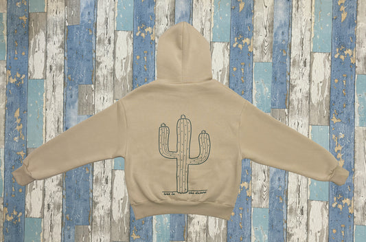 LOST IN THE DESERT - Boxy Fit Hoodie Beige